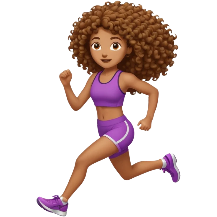 Treino de corrida mulher morena de cabelos cacheados emoji