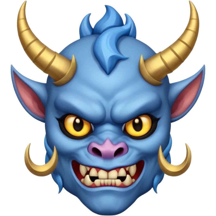 blue oni with black eye and gold iris emoji
