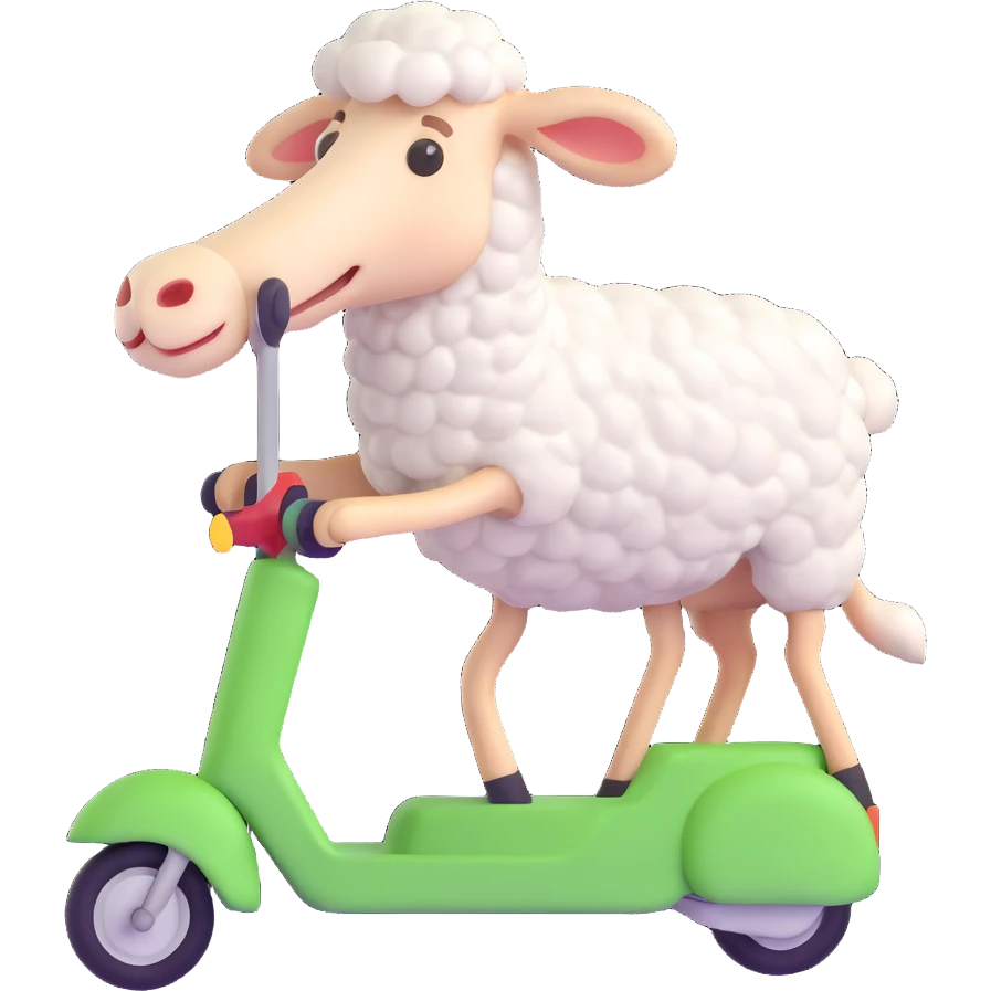 sheep riding a scooter emoji