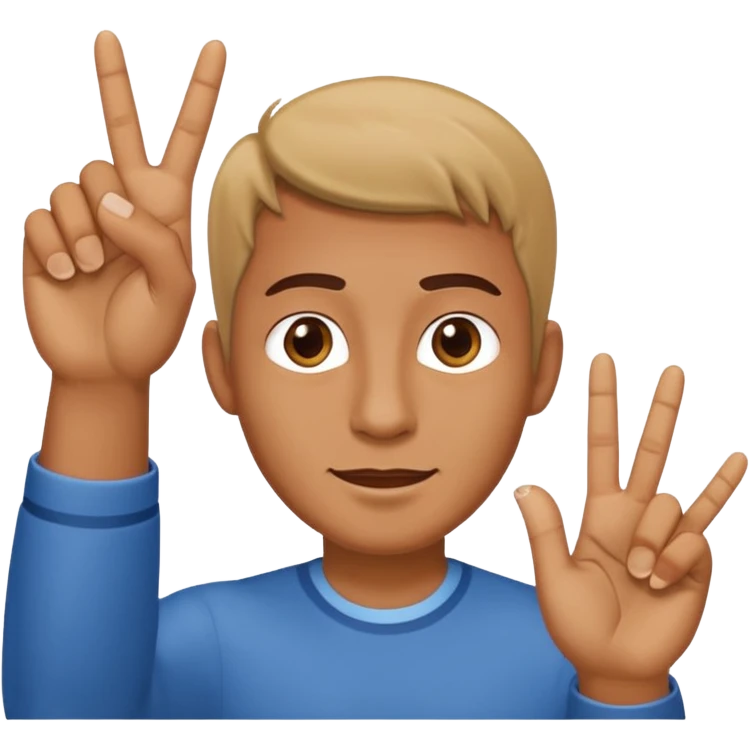 A man has 4 out of his 5 fingers pointed up  emoji