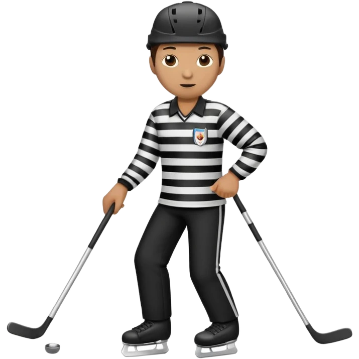 Blind hockey referee skating with a blind person’s cane emoji