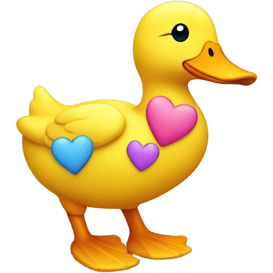 yellow duck with hearts emoji