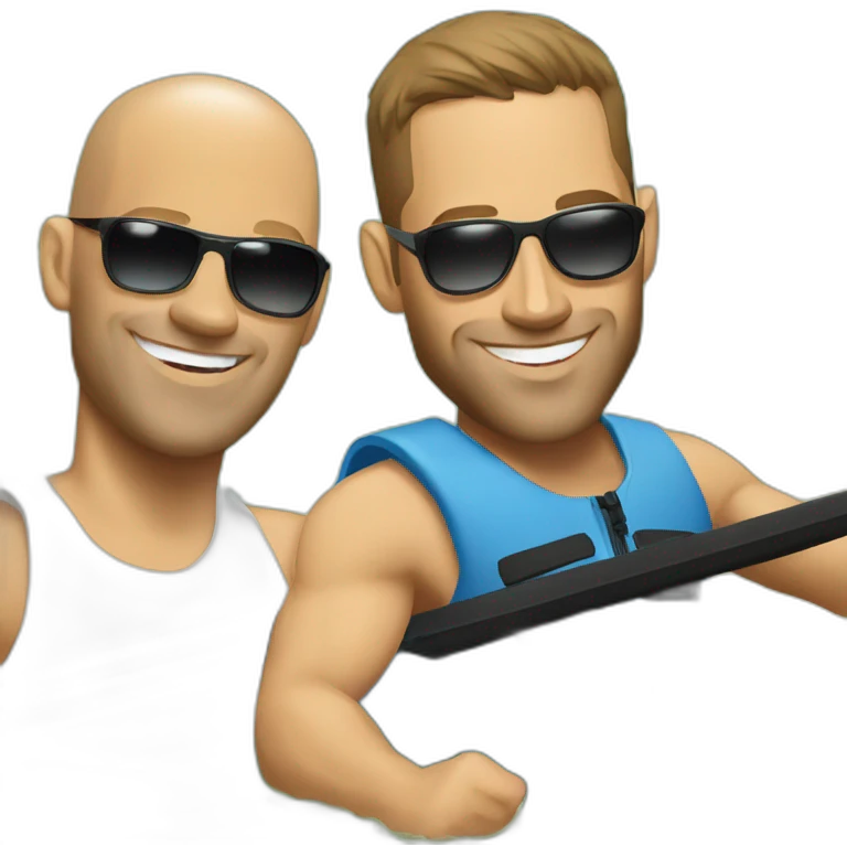 Vin Diesel and Paul Walker in a double kayak emoji