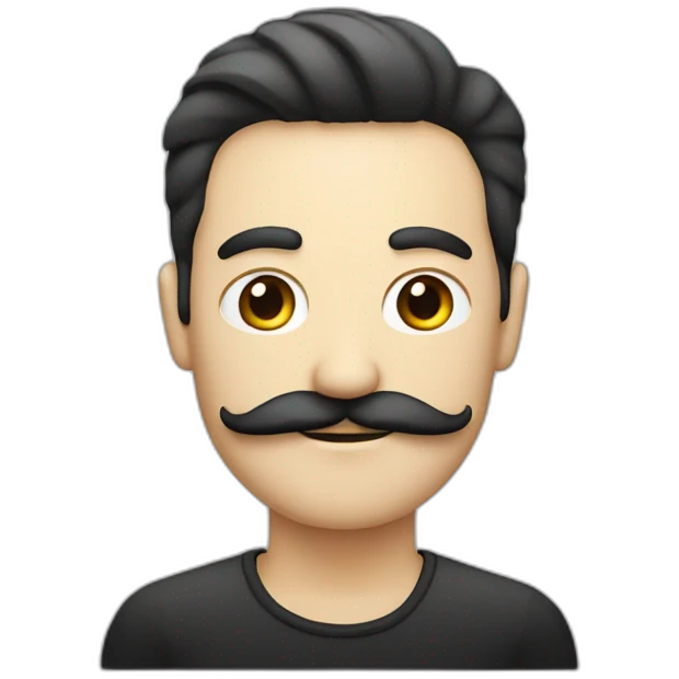 homme blanc avec une moustache de couleur noir de forme rectangulair emoji