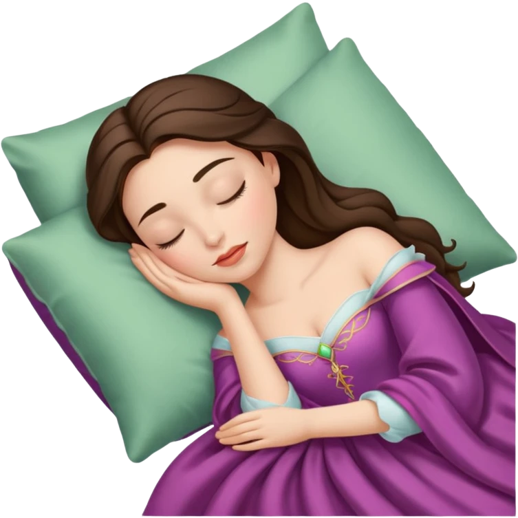 sleeping beauty brunette white girl with a silk pillow emoji