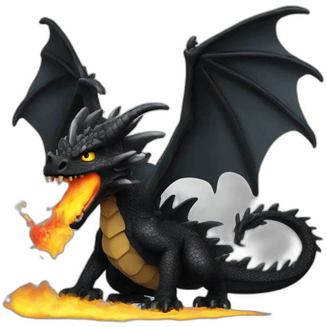 Black dragon who spit fire emoji