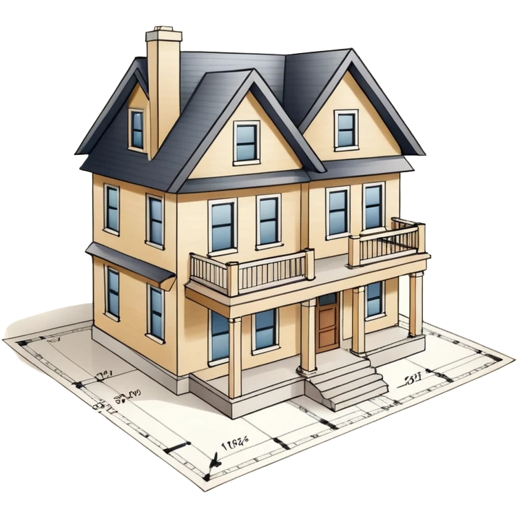 hand draw house plan on paper emoji