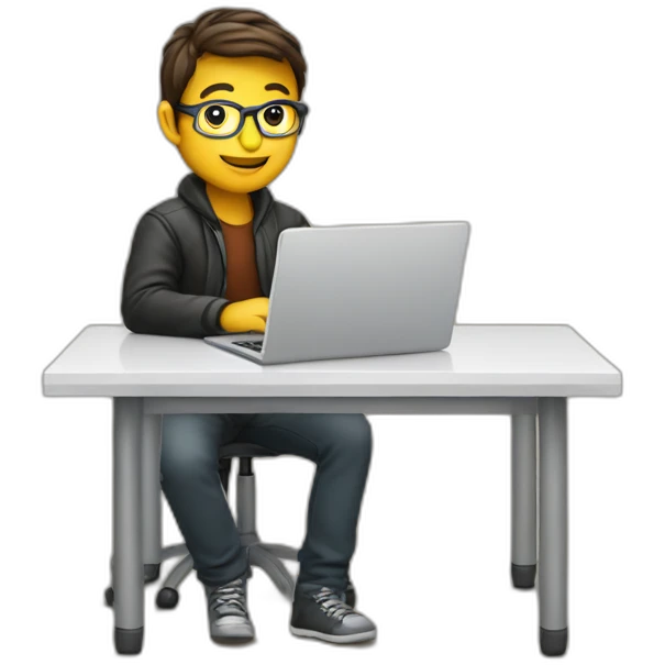 programmer with laptop on the table emoji