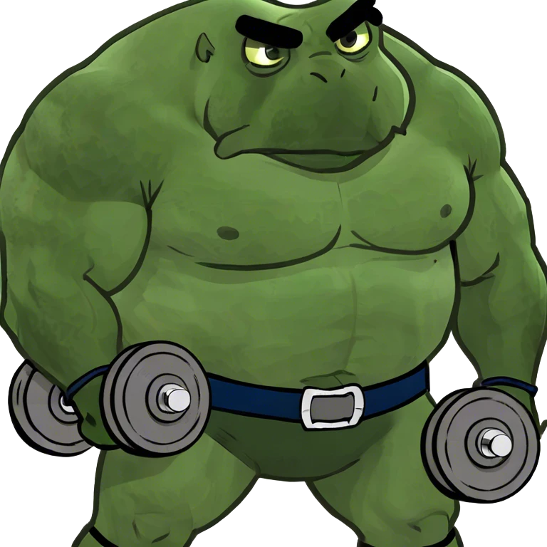 Slab of meat with big muscles lifting weights emoji