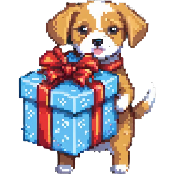 dog carrying a wrapped gift emoji