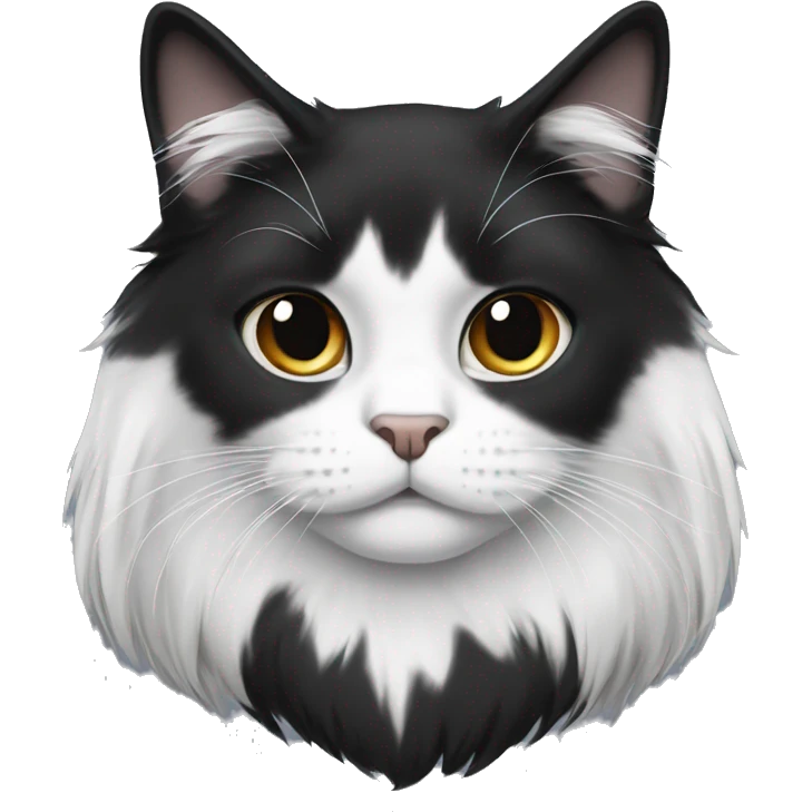 half Black and half white long hair cat with black muzzle emoji
