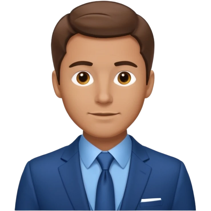 adult white man with brown hair in blue elegant suit emoji