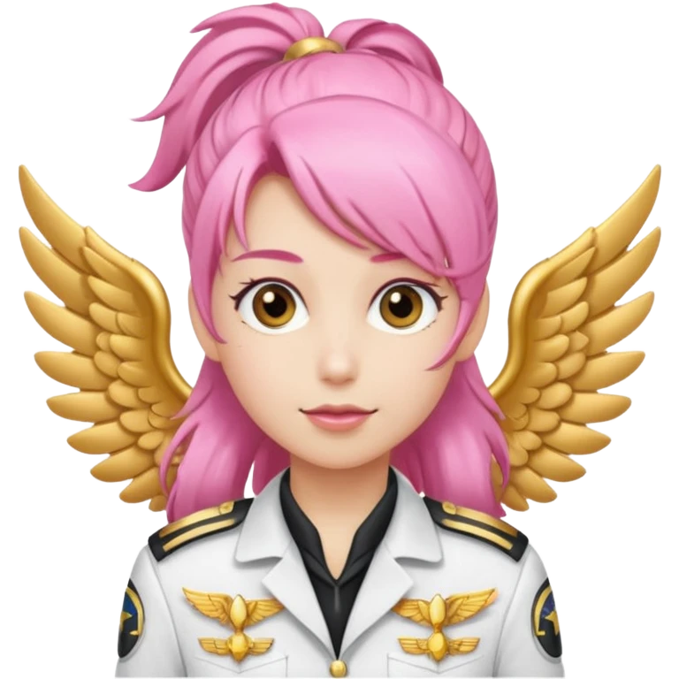 Commander Bloom – pink ponytail pilot in white uniform and gold wings emoji