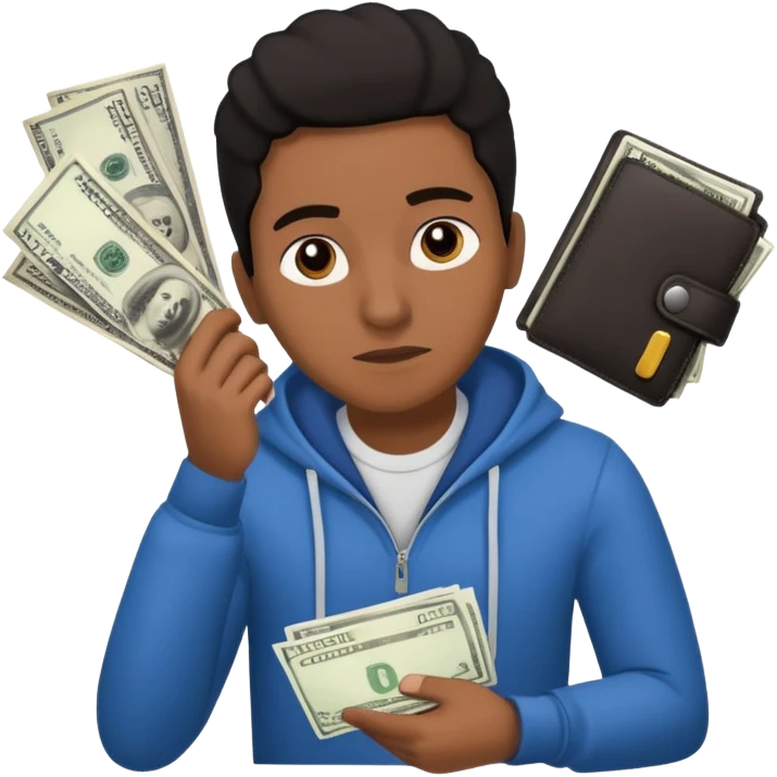 archetype for a young adult: The Precarious-Independent (20-25yr) Dealing with unstable incomes, bills, rent and expenses they have to have full control over finances but often don’t have the flexibility to think about long-term goals. South american or black individual 
 emoji