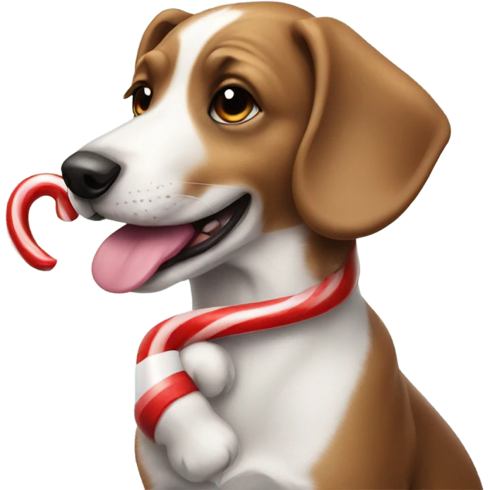 Dog with a candy cane emoji