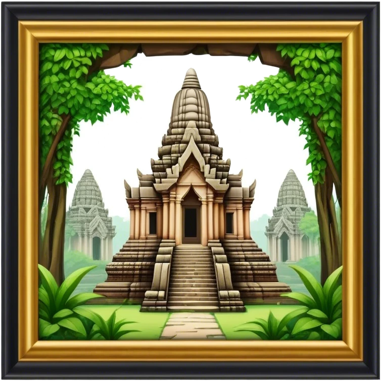 Cinematic Realistic Ayutthaya Ruins Landmark Emoji, depicted with ancient temple ruins amid lush greenery rendered with dramatic textures and nostalgic, warm lighting. emoji