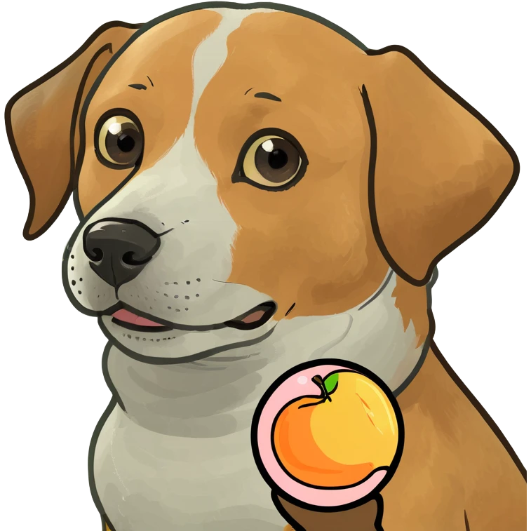 Dog with a peach bubble asking are you ok  emoji