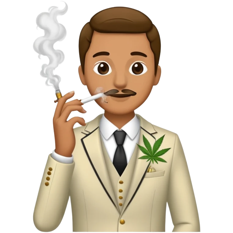 Person in fancy clothes sneaking into wedding ceremony smoking cannabis, full body emoji