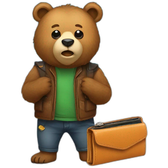 Bear with wallet crypto emoji