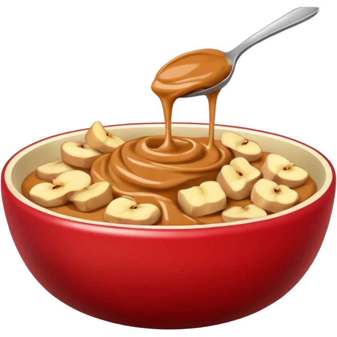 bowl with apple chunks with peanut butter emoji