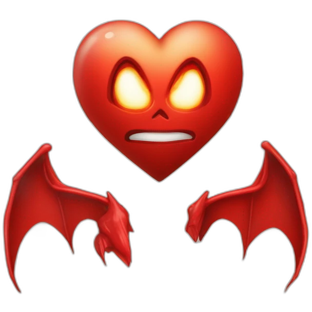 Corazón rojo con cola de diablo y alas de ángel y cuernos de diablo emoji