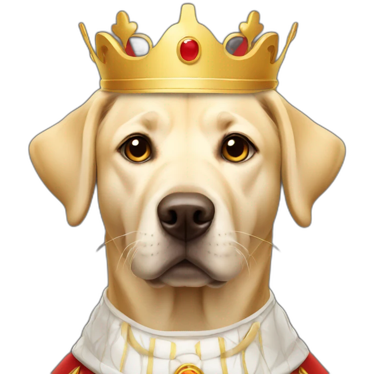 male blonde labrador in king outfit emoji