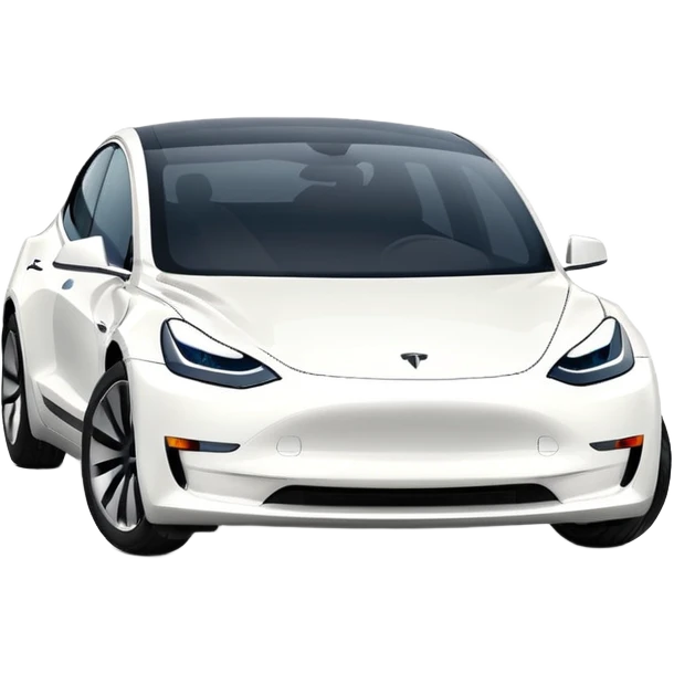 Tesla model 3 white. Icon emoji