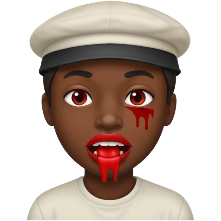 Creme un emoji con gorra hacia tras como cholo con su boca sangrada emoji