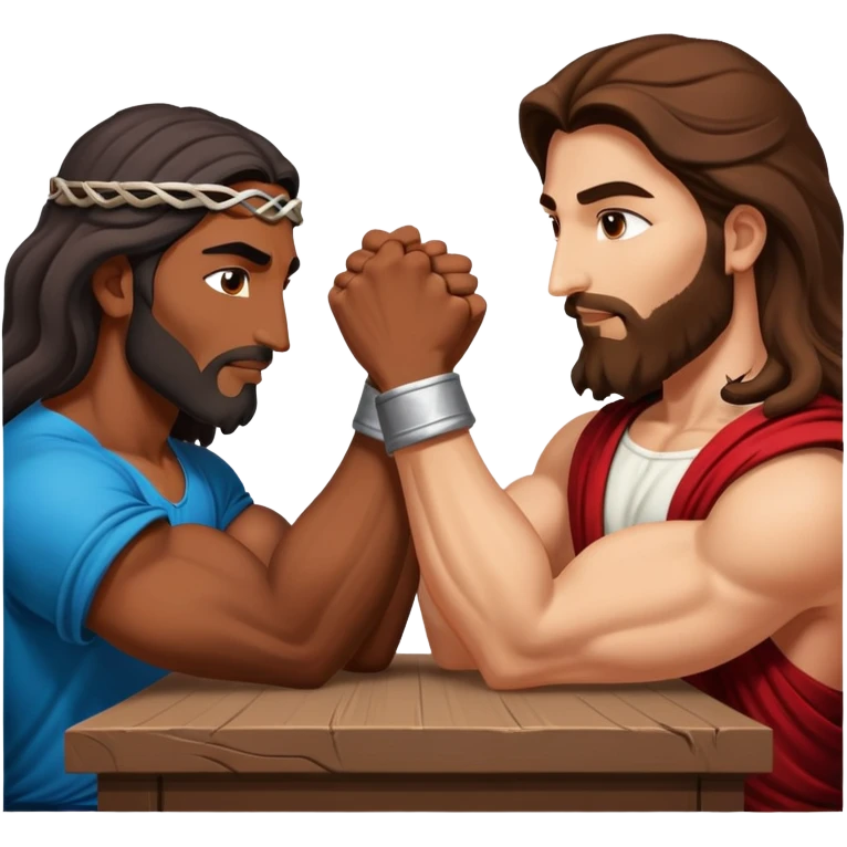Shiva and Jesus arm wrestling emoji