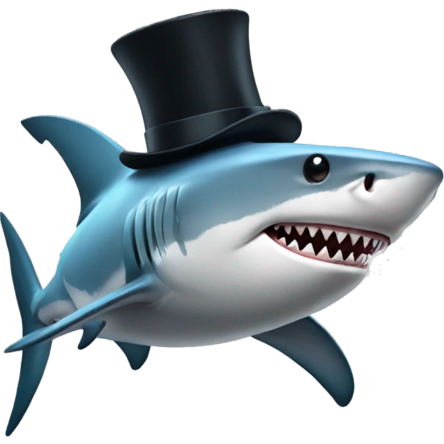 Shark with a top hat emoji