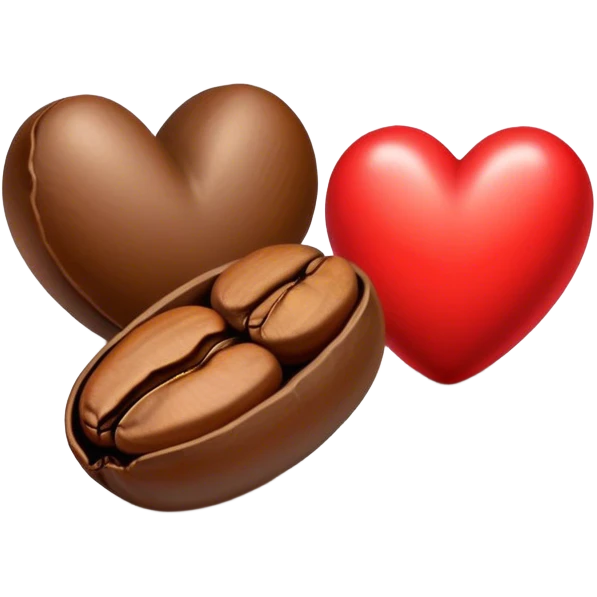 Three coffee beans and a heart emoji