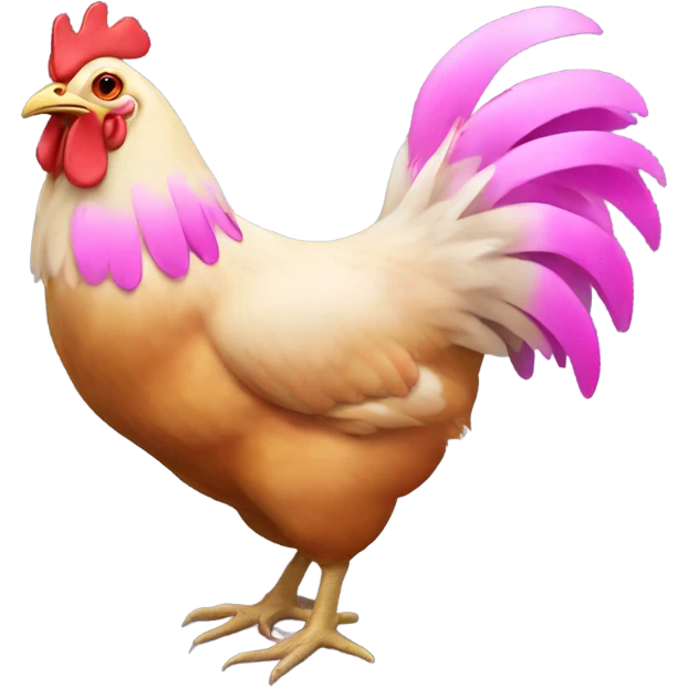 Chicken with a pink bob emoji