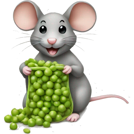 mouse eating peas, the peace are in applesauce emoji