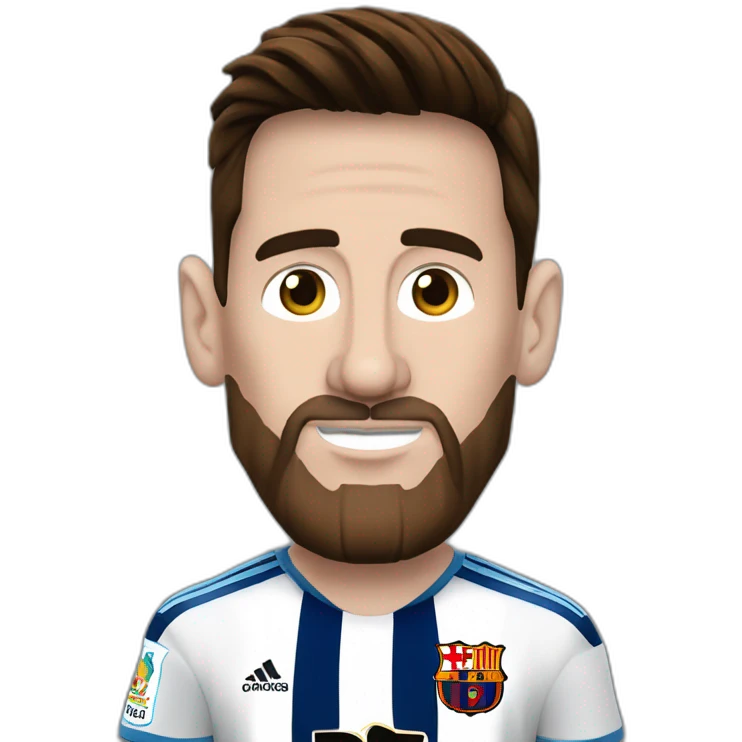lionel messi canoso, barba blanca larga, un lunar grande en la punta de la nariz emoji