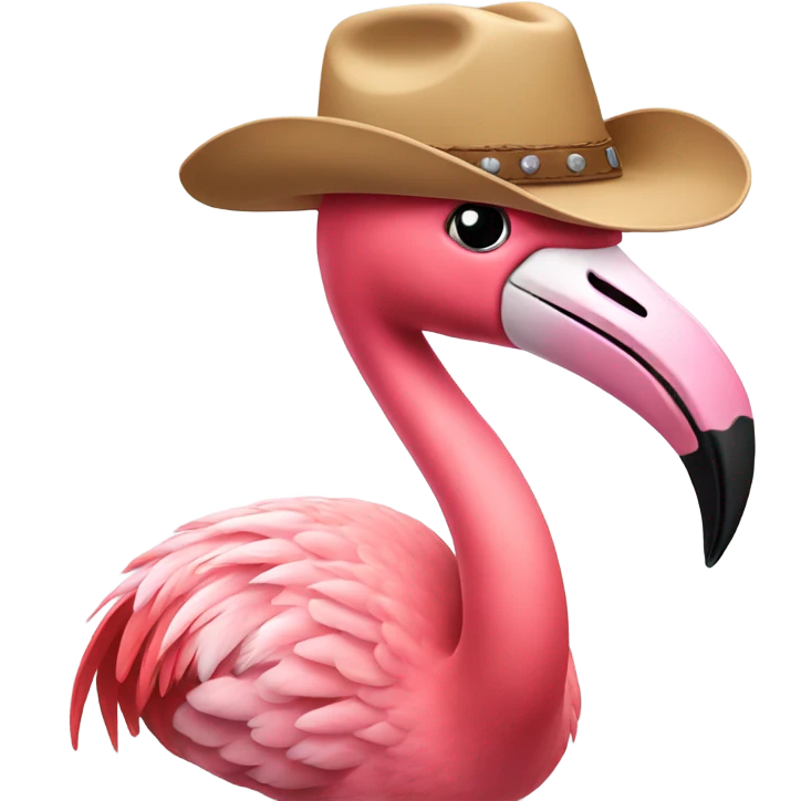 Flamingo wearing cowboy hat  emoji