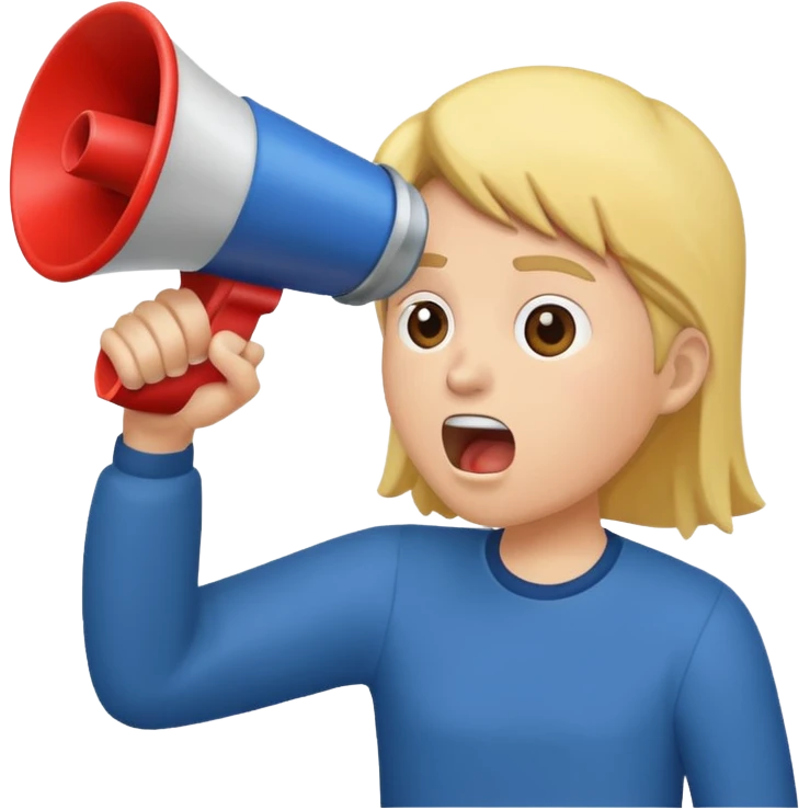  2nd pic yelling into megaphone held in right hand emoji