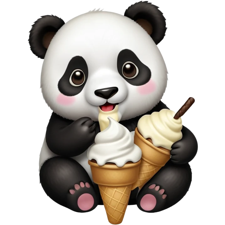 Panda eating ice cream emoji