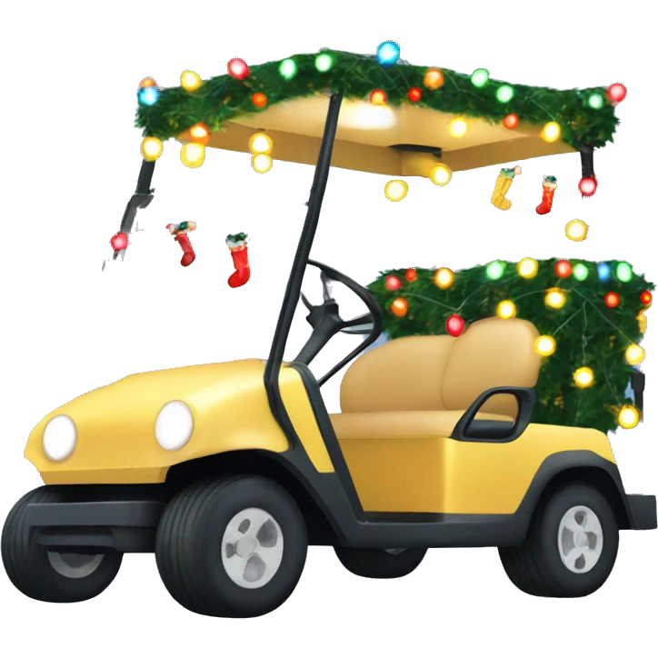 Christmas golf cart with holiday lights strung emoji