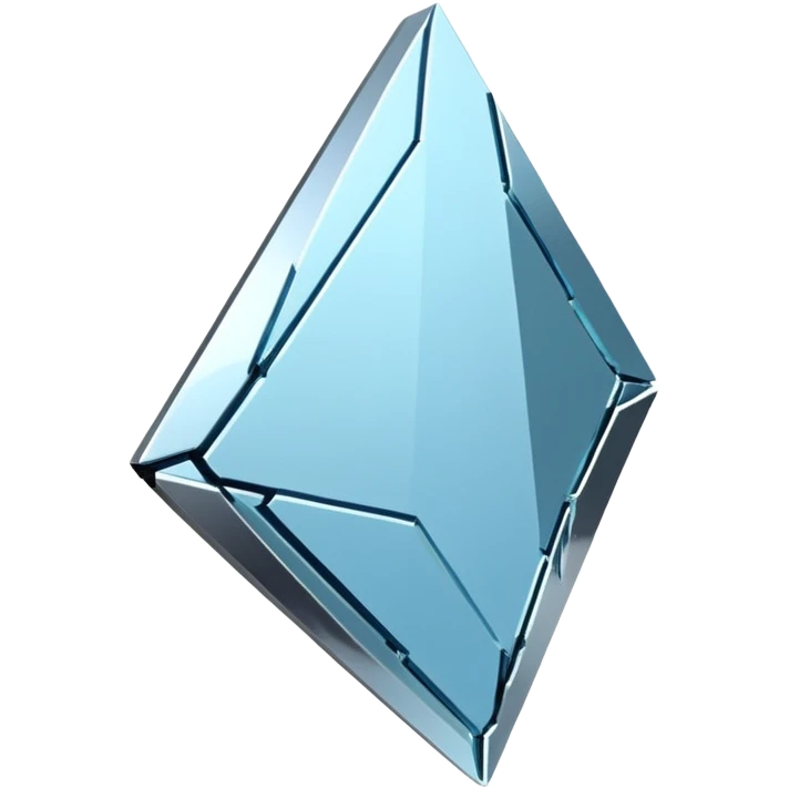 broken mirror shard emoji, sharp chrome edges, high contrast reflections, futuristic minimal 3D style, isolated on white emoji