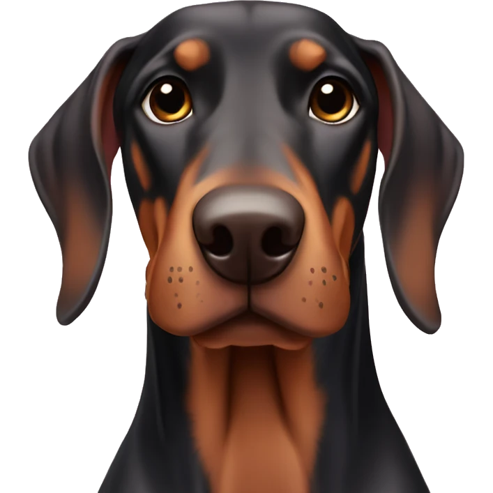 Doberman without ears cropped with pink bow emoji