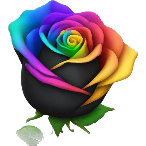 Black rose with rainbow tips emoji