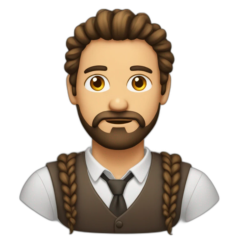 Hombre calvo con trenzas en la barba emoji