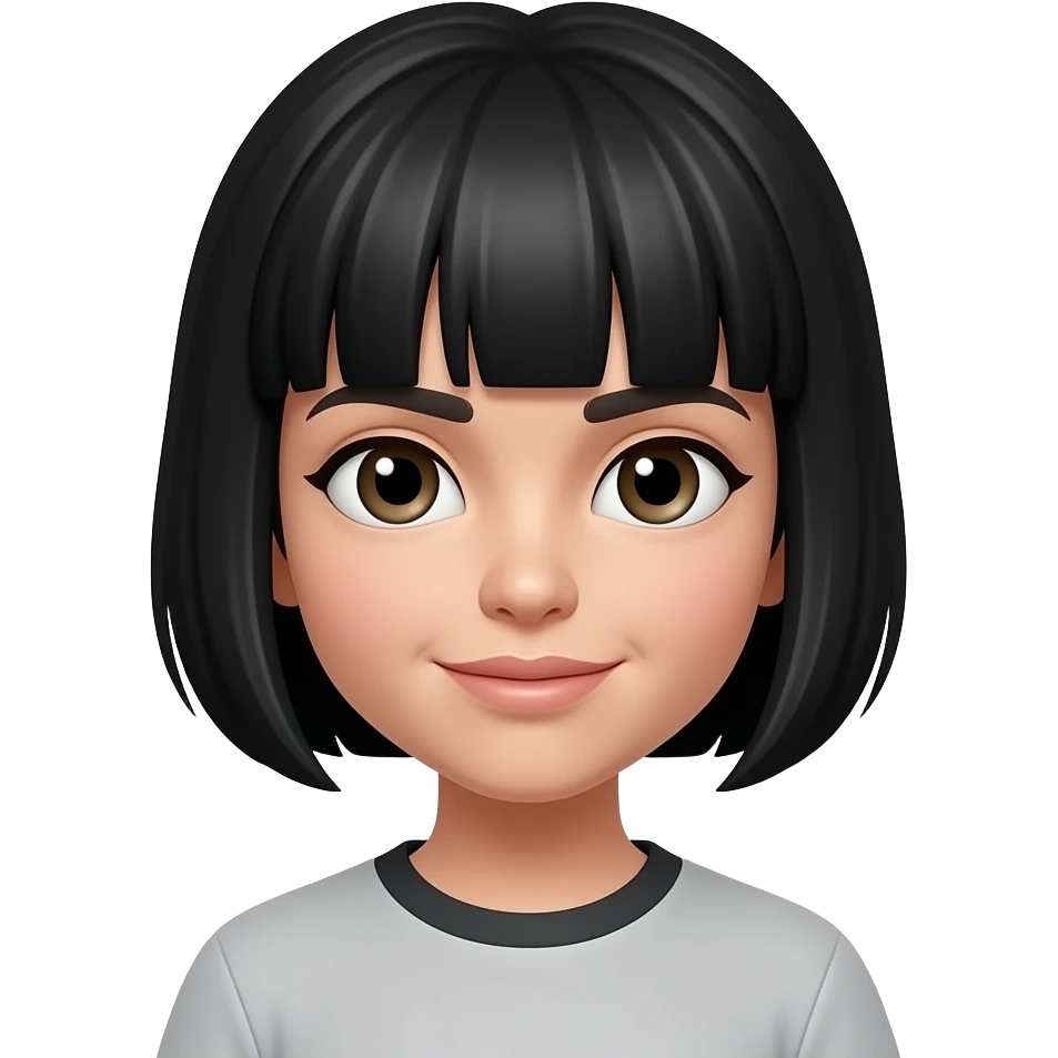 cabelo preto curto de franja emoji