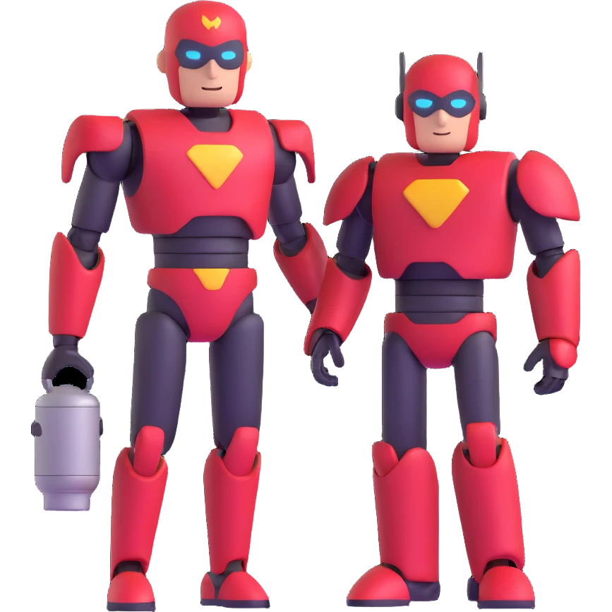 superhero with robot sidekick emoji