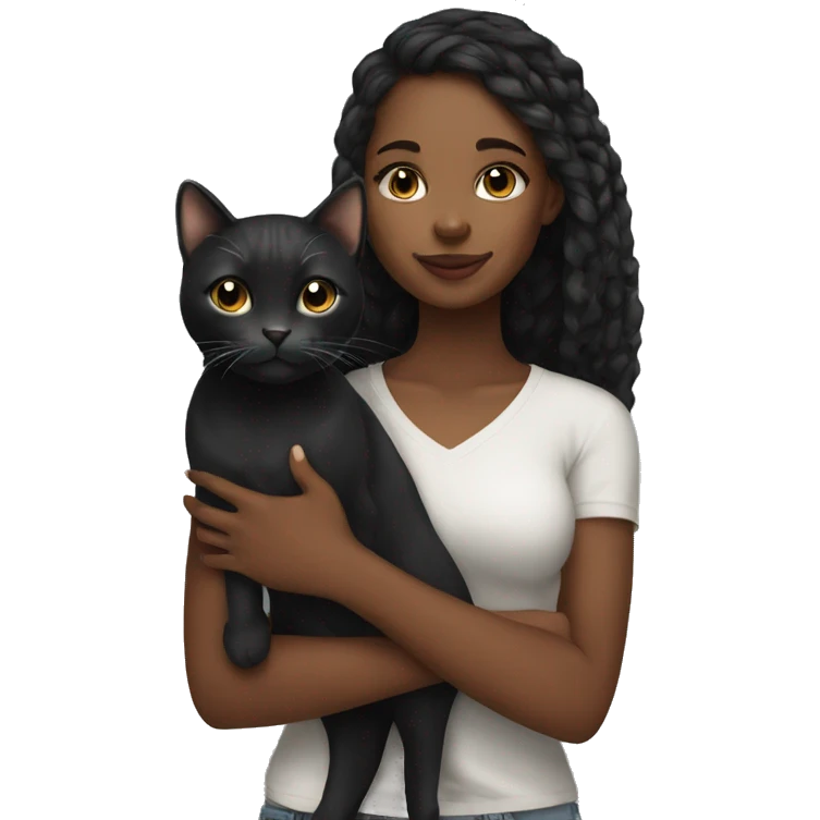 Black girl with cat emoji