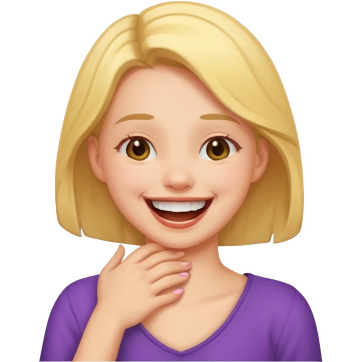 Girl laughing holding neck emoji