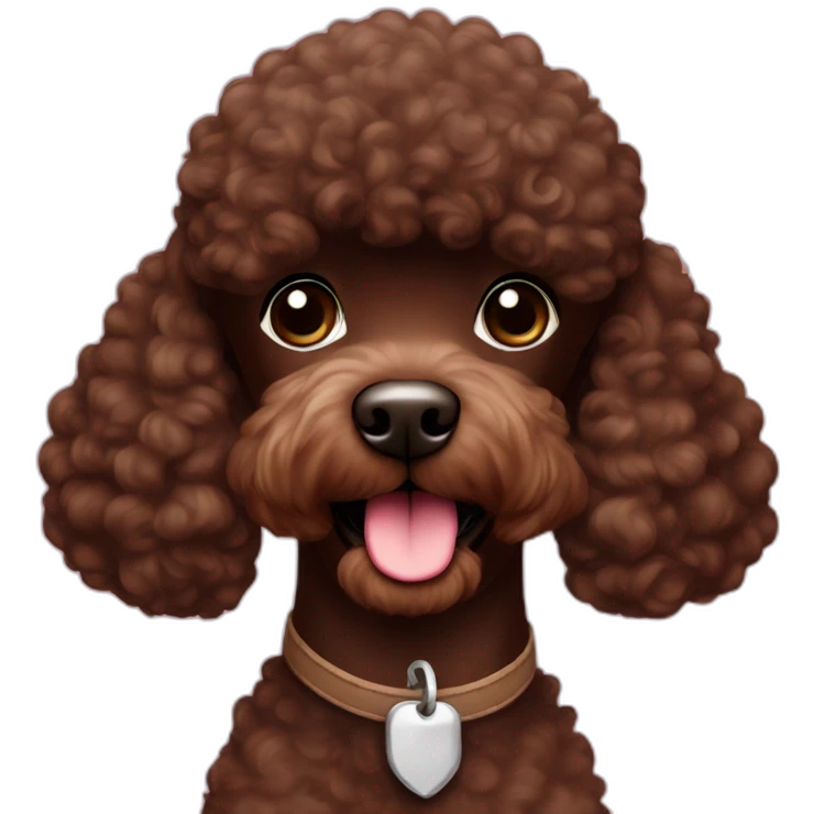 Chocolate poodle Asian cut emoji