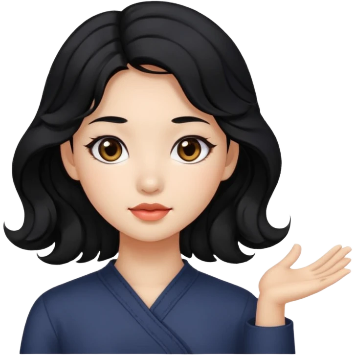 Beautiful girl,Black hair,wavy hair，long hair,Black eyes,Chinese emoji