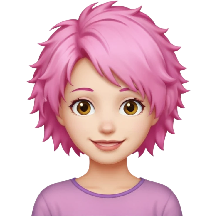  fluffy pink  hair woman emoji