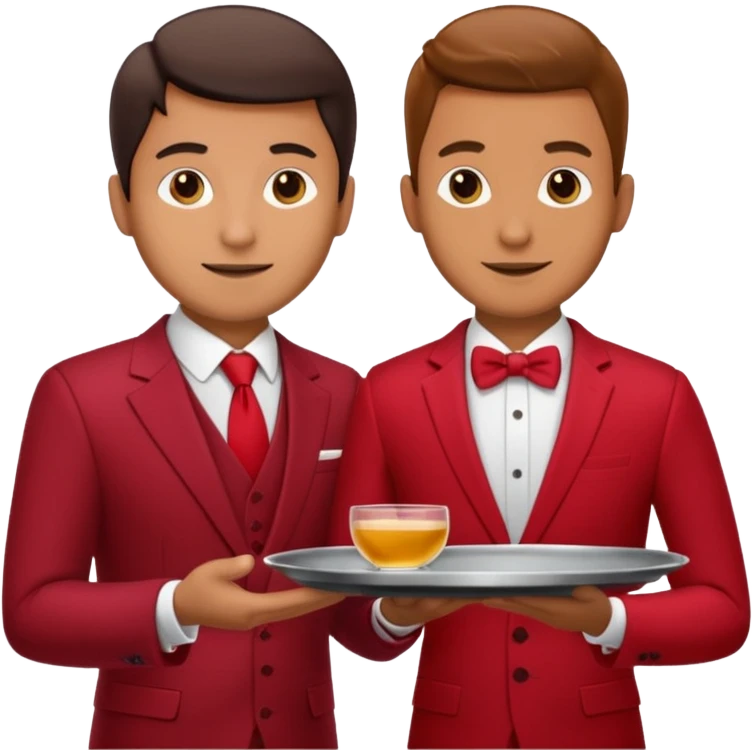 A businessman in a crimson suit with a waiter emoji